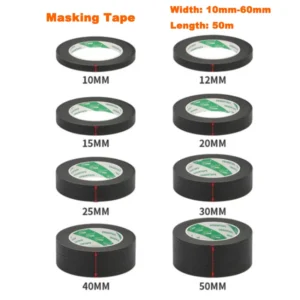 10mm-60mmx 50m Black Masking Tape DIY Craft Painting Tear Fast High Adhesive